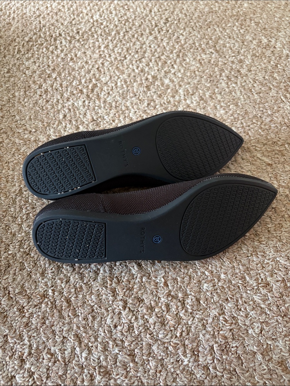 Rothy's Black Pointed-Toe Flats with Blue Trim - Picture 3 of 4